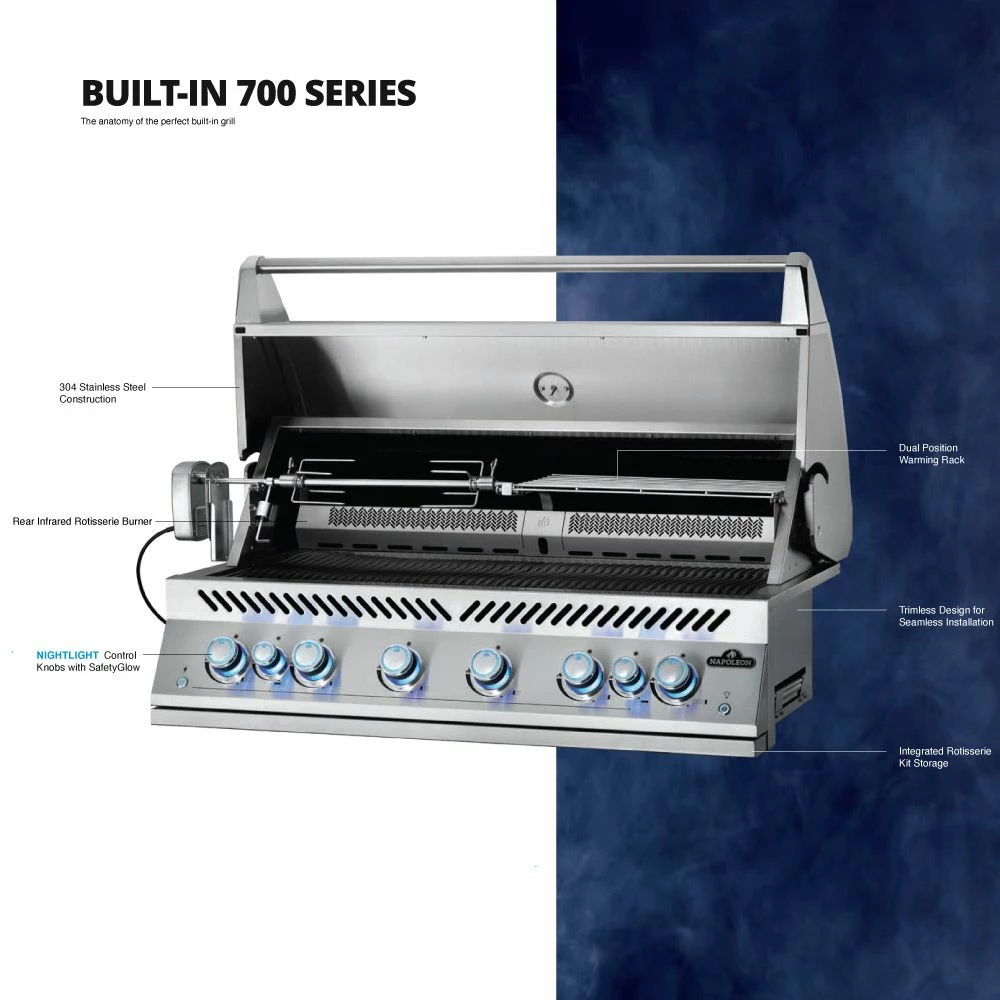 Napoleon BIG32RBSS Stainless Steel Built-In 700 Series 32-Inch Infrared Rear 4-Burner Gas Grill Head 14 Napoleon BIG32RBSS Stainless Steel Built-In 700 Series 32-Inch Infrared Rear 4-Burner Gas Grill Head - Image 14