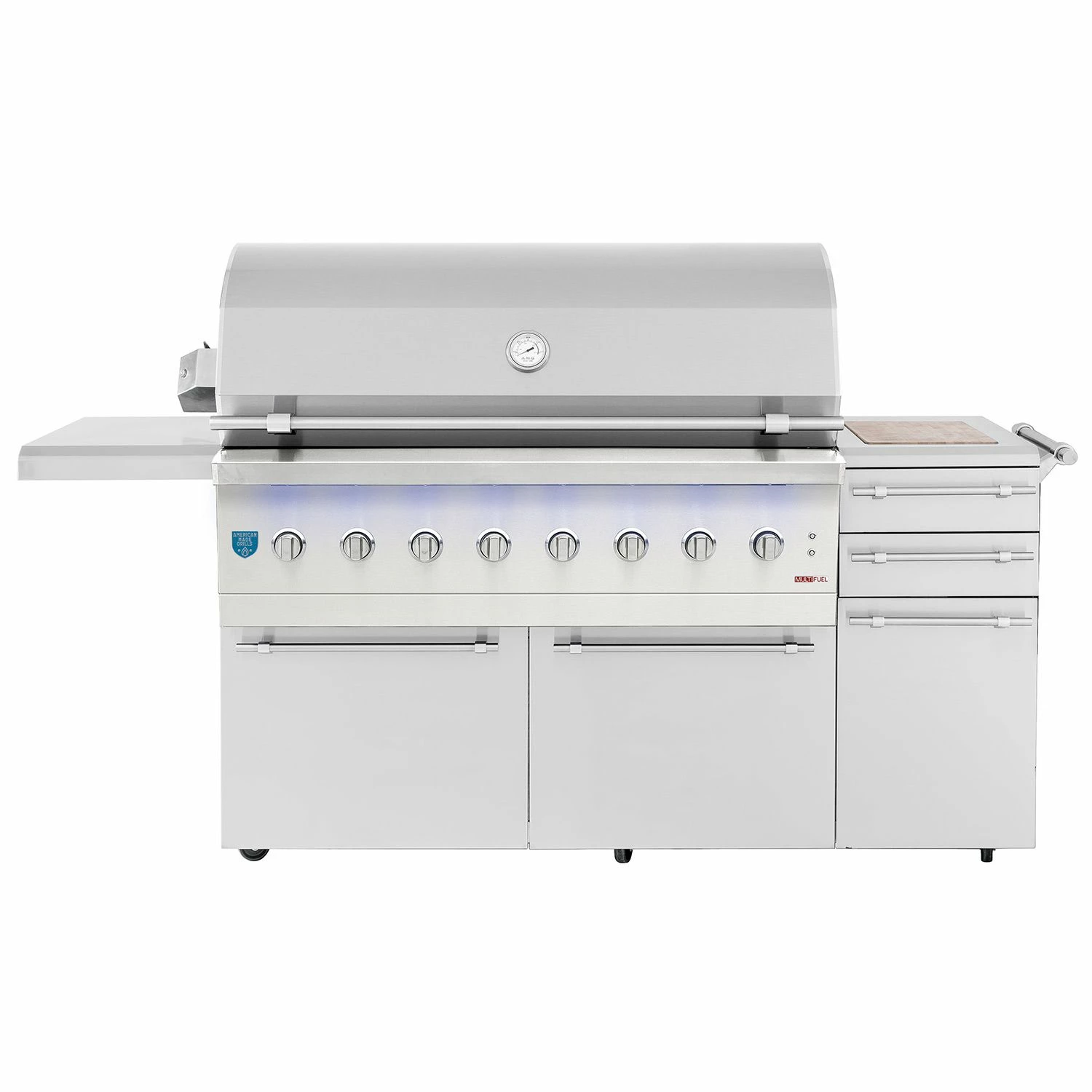 American Made Grills AMG-ENC54-CART Encore 54-Inch Dual Fuel Wood And Gas Grill With Infrared Searing Burner And Rotisserie Kit On Cart 1 American Made Grills AMG-ENC54-CART Encore 54-Inch Dual Fuel Wood And Gas Grill With Infrared Searing Burner And Rotisserie Kit On Cart