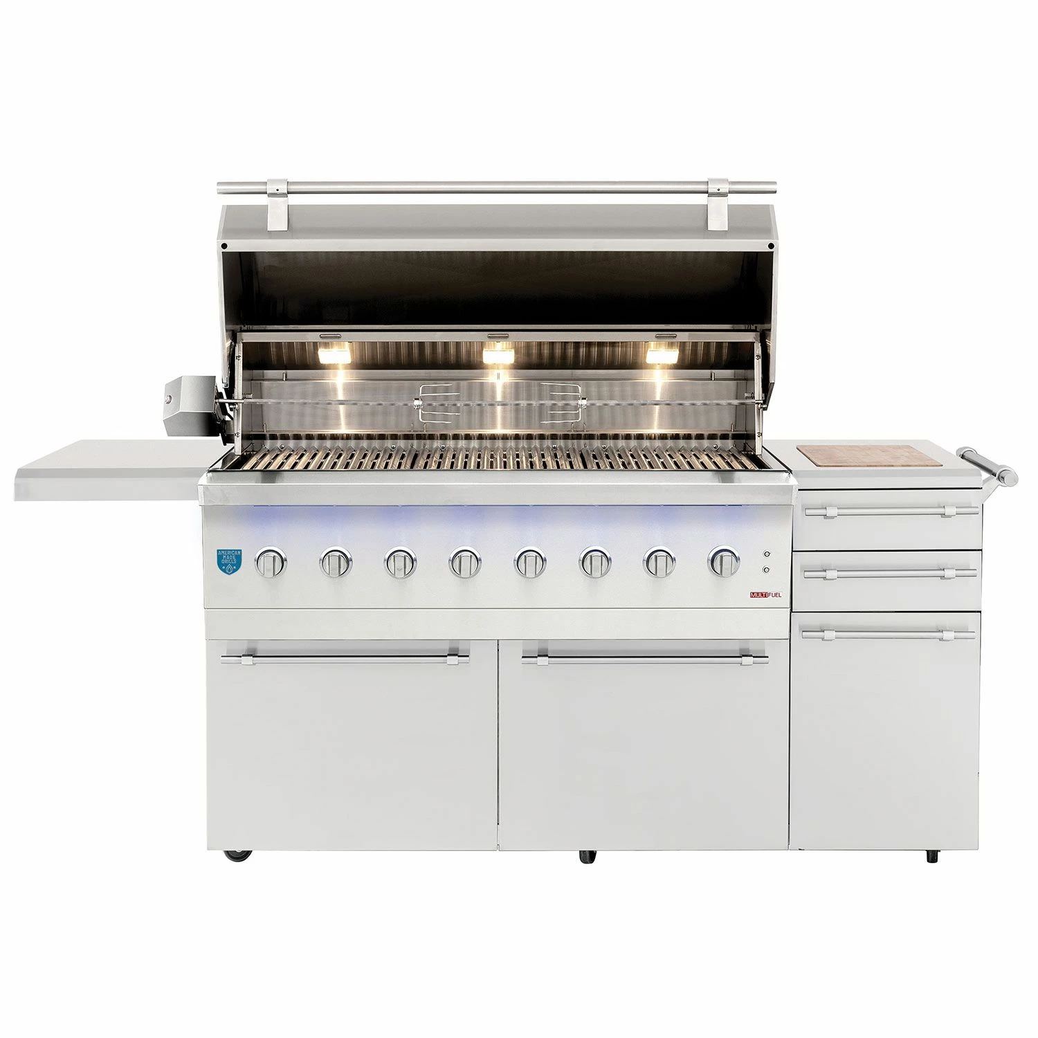 American Made Grills AMG-ENC54-CART Encore 54-Inch Dual Fuel Wood And Gas Grill With Infrared Searing Burner And Rotisserie Kit On Cart 2 American Made Grills AMG-ENC54-CART Encore 54-Inch Dual Fuel Wood And Gas Grill With Infrared Searing Burner And Rotisserie Kit On Cart - Image 2