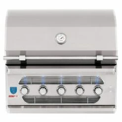 American Made Grills AMG-MUS36 Muscle 36-Inch Built-In Dual Fuel Wood And Gas Grill With Infrared Searing Burner And Rotisserie Kit