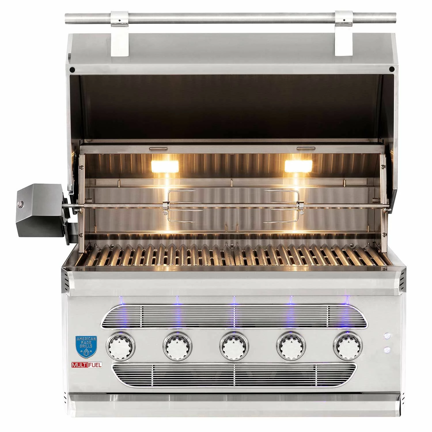 American Made Grills AMG-MUS36 Muscle 36-Inch Built-In Dual Fuel Wood And Gas Grill With Infrared Searing Burner And Rotisserie Kit 2 American Made Grills AMG-MUS36 Muscle 36-Inch Built-In Dual Fuel Wood And Gas Grill With Infrared Searing Burner And Rotisserie Kit - Image 2