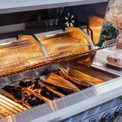 American Made Grills AMG-MUS36-CART Muscle 36-Inch Dual Fuel Wood And Gas Grill With Infrared Searing Burner And Rotisserie Kit On Cart -Broil King Shop mus36 e 04 21