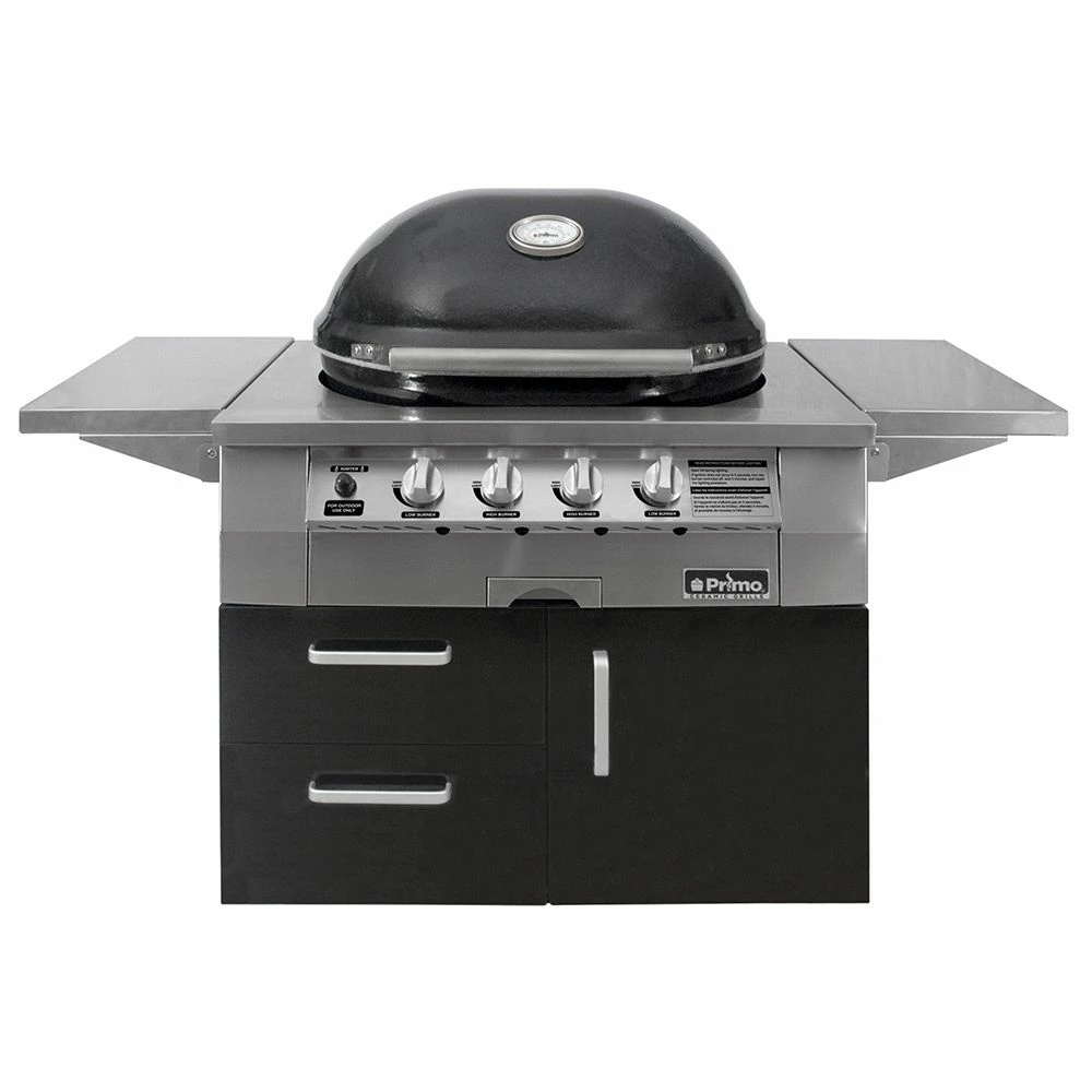 Primo GXLC Extra Large Oval Ceramic Propane Kamado Grill On Two-Drawer Cart 2 Primo GXLC Extra Large Oval Ceramic Propane Kamado Grill On Two-Drawer Cart - Image 2