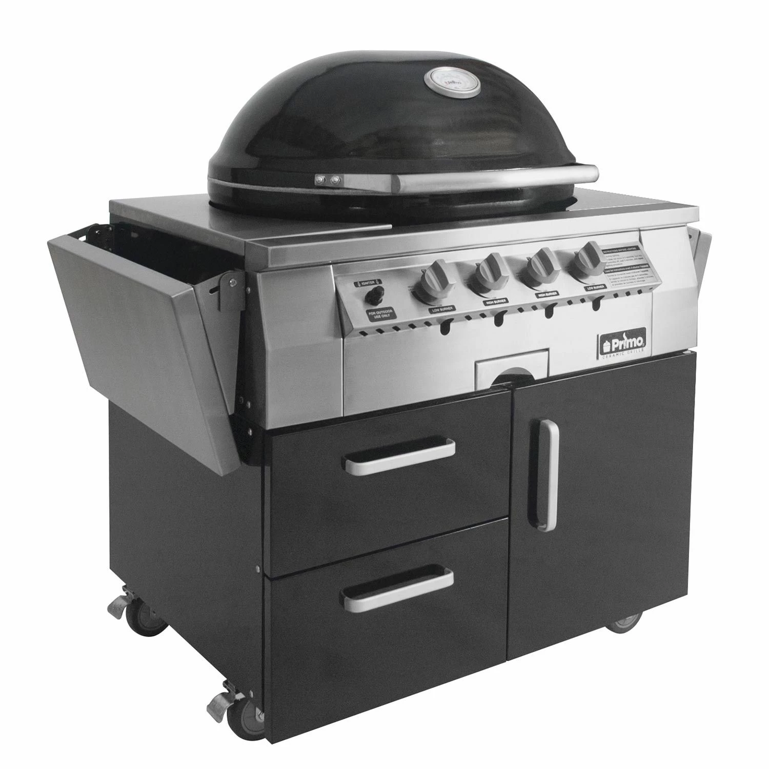Primo GXLC Extra Large Oval Ceramic Propane Kamado Grill On Two-Drawer Cart 1 Primo GXLC Extra Large Oval Ceramic Propane Kamado Grill On Two-Drawer Cart