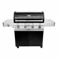 Saber R67CC1117 4-Burner Deluxe Freestanding Infrared Grill With Side Burner, Black, 40-Inches