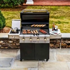 Saber R67CC1117 4-Burner Deluxe Freestanding Infrared Grill With Side Burner, Black, 40-Inches -Broil King Shop r67cc1117 ls j 02 20