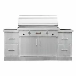 TEC Sterling Patio 2 FR Infrared Gas Grill On Stainless Steel Island, 44-Inches