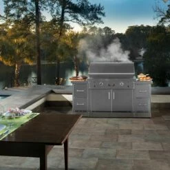TEC Sterling Patio 2 FR Infrared Gas Grill On Stainless Steel Island, 44-Inches -Broil King Shop stpfr2 isl ls a 06 20