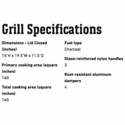 Weber Go-Anywhere Portable Charcoal Grill (WEB-121020) -Broil King Shop web 121020 spec b 05 22