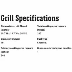Weber Jumbo Joe Portable Charcoal Grill, 18-Inch (WEB-1211001) 24 Weber Jumbo Joe Portable Charcoal Grill, 18-Inch (WEB-1211001) -Broil King Shop web 1211001 spec b 05 22