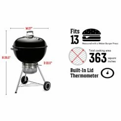 Weber Original Kettle Premium Charcoal Grill, 22-Inch (WEB-KETTLE-PREM) -Broil King Shop web 14401001 spec a 05 22
