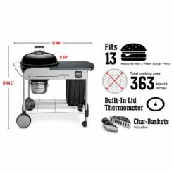 Weber Performer Premium Freestanding Charcoal Grill With Prep Area, 22-Inch (WEB-15401001) -Broil King Shop web 15401001 spec a 05 22