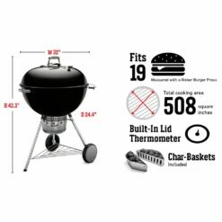 Weber Original Kettle Premium Charcoal Grill, 26-Inch (WEB-16401001) -Broil King Shop web 16401001 spec a 05 22