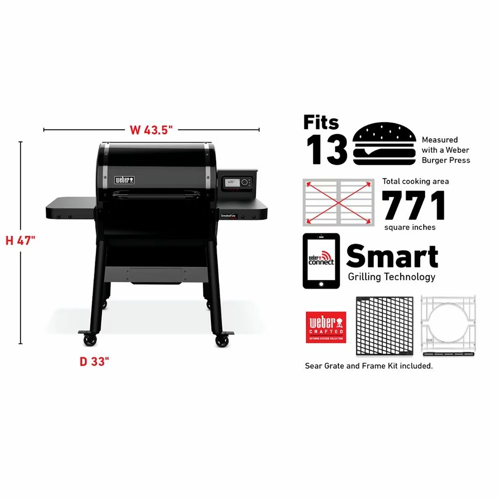 Weber SmokeFire Sear + ELX4 Freestanding Pellet Grill, 24-Inch (WEB-22722001) 14 Weber SmokeFire Sear + ELX4 Freestanding Pellet Grill, 24-Inch (WEB-22722001) - Image 14
