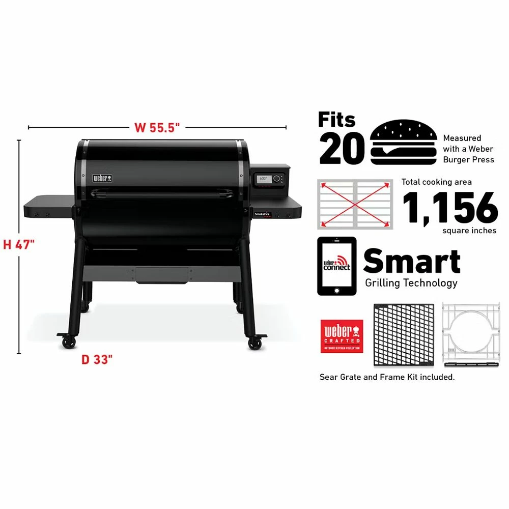 Weber SmokeFire Sear + ELX6 Freestanding Pellet Grill, 36-Inch (WEB-23722001) 15 Weber SmokeFire Sear + ELX6 Freestanding Pellet Grill, 36-Inch (WEB-23722001) - Image 15