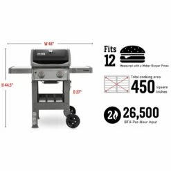 Weber Spirit II E-210 2-Burner Freestanding Propane Gas Grill (WEB-44010001) 19 Weber Spirit II E-210 2-Burner Freestanding Propane Gas Grill (WEB-44010001) -Broil King Shop web 44010001 spec a 05 22