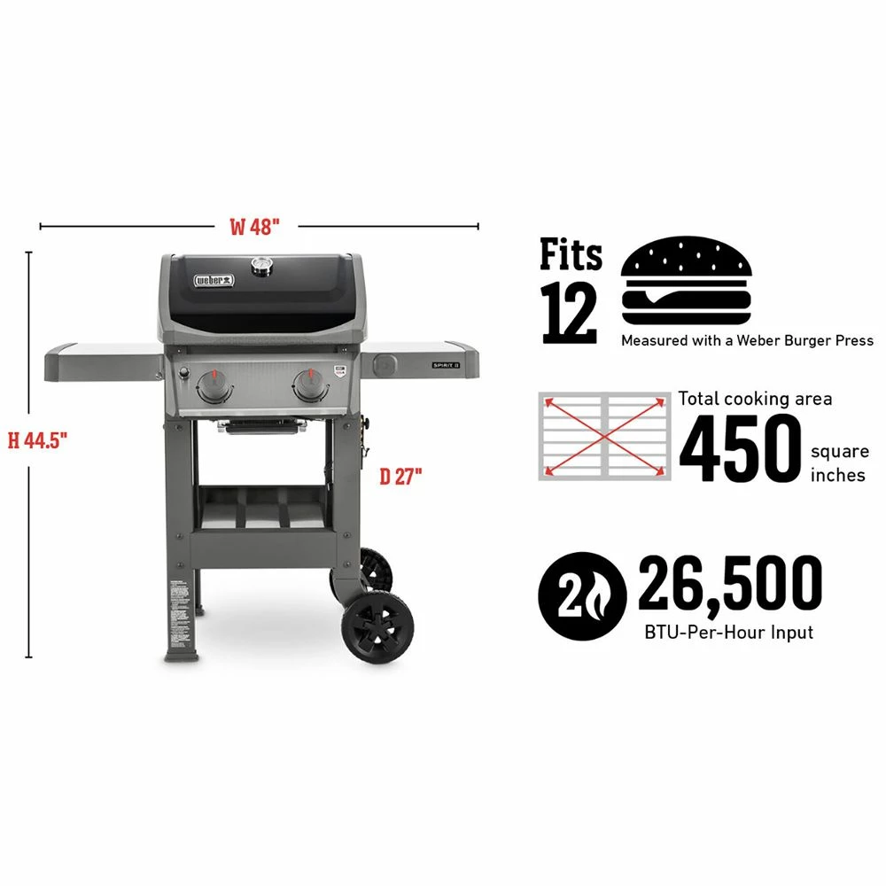 Weber Spirit II E-210 2-Burner Freestanding Propane Gas Grill (WEB-44010001) 9 Weber Spirit II E-210 2-Burner Freestanding Propane Gas Grill (WEB-44010001) - Image 9