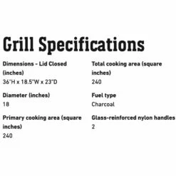 Weber Original Kettle Charcoal Grill, 18-Inch (WEB-441001) -Broil King Shop web 441001 spec b 05 22