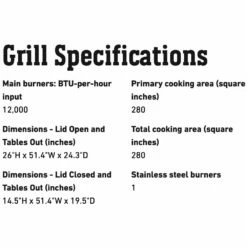 Weber Q2000 Portable Propane Gas Grill With Side Tables (WEB-53060001) -Broil King Shop web 53060001 spec b 05 22