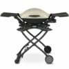 Weber Q2200 Portable Propane Gas Grill With Side Tables On Scissor Cart (WEB-54060001-WEB-6557)