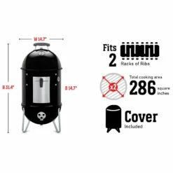 Weber Smokey Mountain Cooker Charcoal Smoker, 14-Inch (WEB-711001) -Broil King Shop web 711001 spec a 05 22