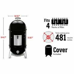 Weber Smokey Mountain Cooker Charcoal Smoker, 18-Inch (WEB-721001) 23 Weber Smokey Mountain Cooker Charcoal Smoker, 18-Inch (WEB-721001) -Broil King Shop web 721001 spec a 05 22