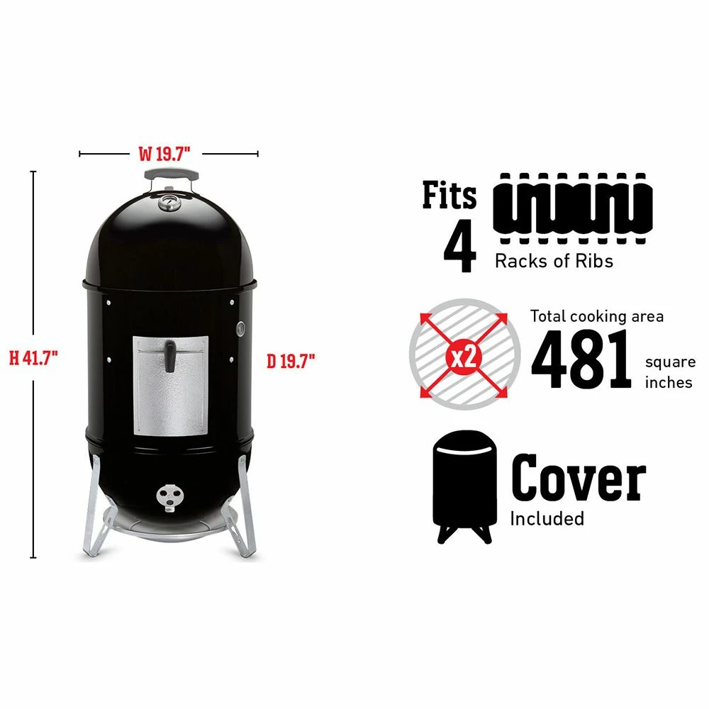 Weber Smokey Mountain Cooker Charcoal Smoker, 18-Inch (WEB-721001) 11 Weber Smokey Mountain Cooker Charcoal Smoker, 18-Inch (WEB-721001) - Image 11