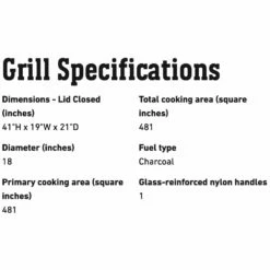 Weber Smokey Mountain Cooker Charcoal Smoker, 18-Inch (WEB-721001) 24 Weber Smokey Mountain Cooker Charcoal Smoker, 18-Inch (WEB-721001) -Broil King Shop web 721001 spec b 05 22