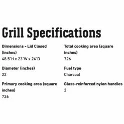 Weber Smokey Mountain Cooker Charcoal Smoker, 22-Inch (WEB-731001) -Broil King Shop web 731001 spec b 05 22