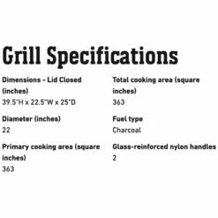 Weber Original Kettle Charcoal Grill, 22-Inch (WEB-741001) -Broil King Shop web 741001 spec b 05 22