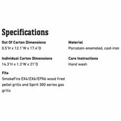 Weber Griddle For SmokeFire And Spirit 300 Series Grills (WEB-7598) -Broil King Shop web 7598 spec a 05 22