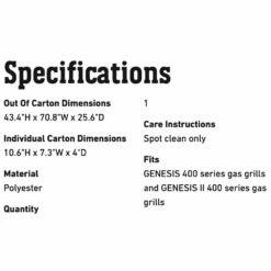 Weber Premium Grill Cover For Genesis 400 Series Grills (WEB-7758) -Broil King Shop web 7758 spec a 05 22