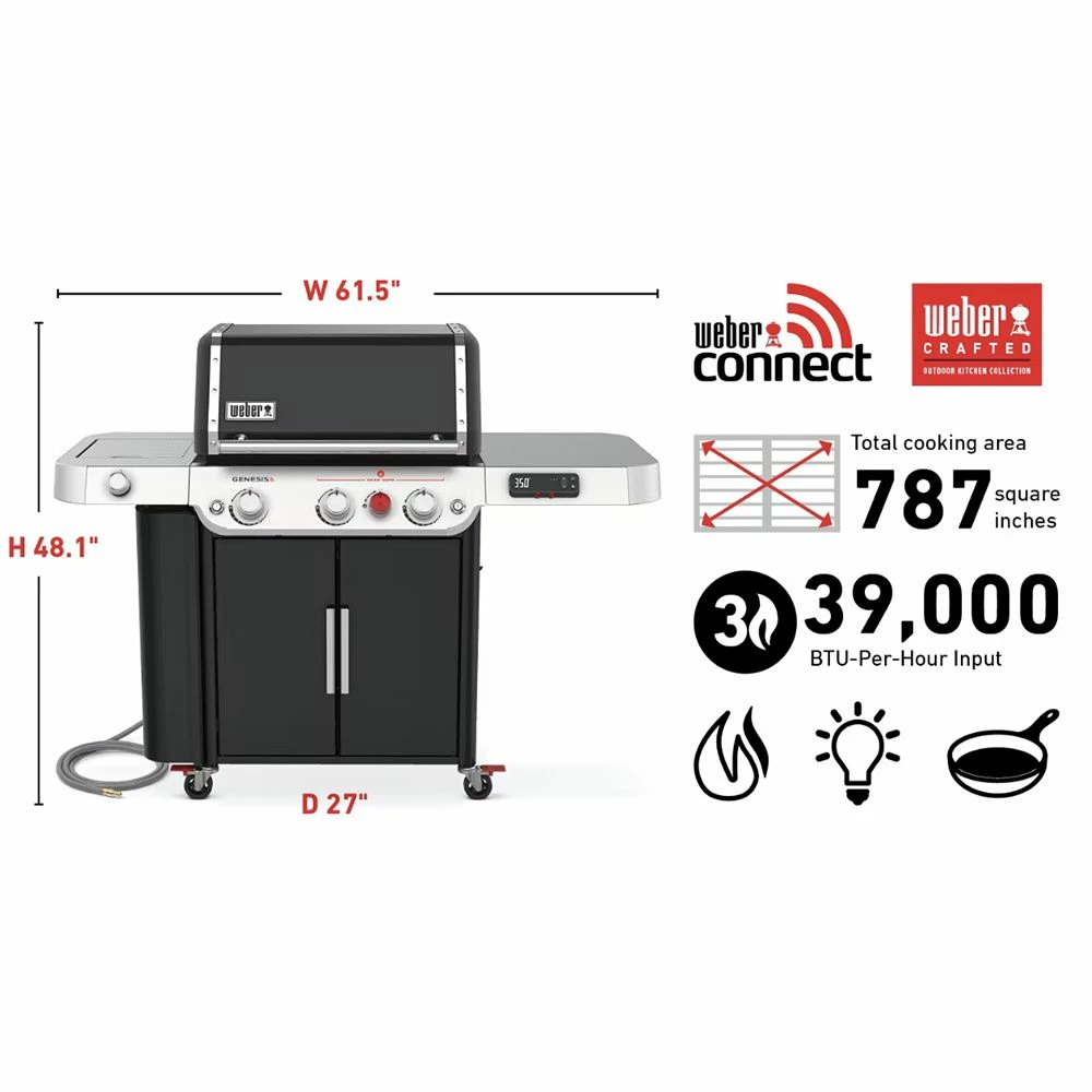 Weber Genesis Smart 3-Burner Freestanding Gas Grill With Sear Burner And Side Burner (WEB-EPX-335) 14 Weber Genesis Smart 3-Burner Freestanding Gas Grill With Sear Burner And Side Burner (WEB-EPX-335) - Image 14