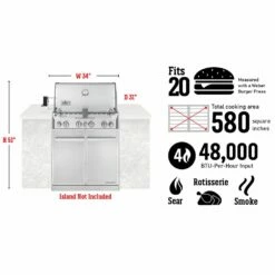 Weber Summit 4-Burner Built-In Gas Grill With Rotisserie, Sear Station And Access Doors (WEB-S-460) -Broil King Shop web s 460 spec a 05 22