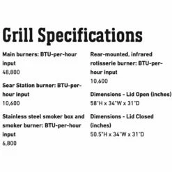Weber Summit 4-Burner Built-In Gas Grill With Rotisserie, Sear Station And Access Doors (WEB-S-460) -Broil King Shop web s 460 spec b 05 22