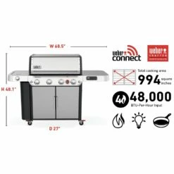 Weber Genesis Smart 4-Burner Freestanding Gas Grill With Sear Burner And Side Burner (WEB-SPX-435) -Broil King Shop web spx 435 spec a 05 22